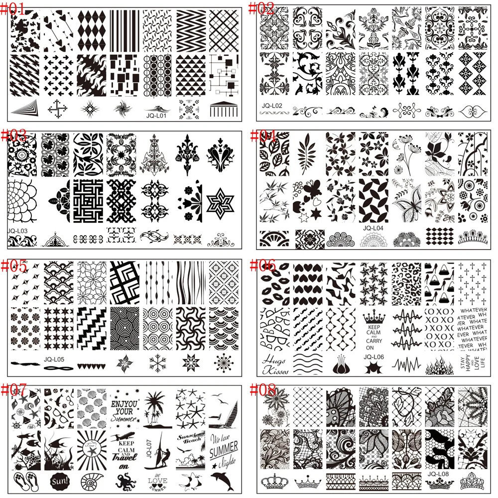 20 стиль мода ногтей штамповки пластины Rctangular прекрасный птица сова бабочки перо
