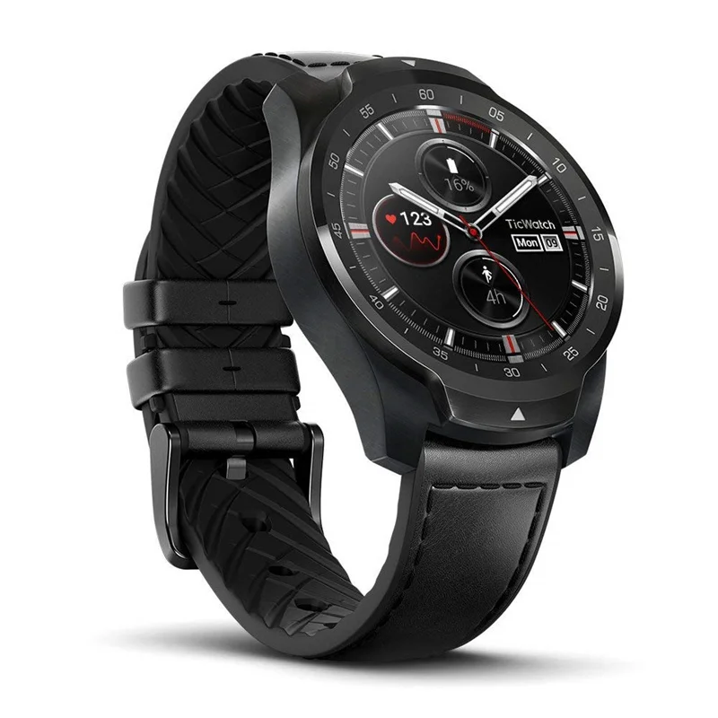 black Смарт-часы Ticwatch Pro Bluetooth V4.2 gps NFC платежи/Google Assistant IP68 Защита от воды и пыли спорт здоровье и Finess отслеживание - Цвет: black