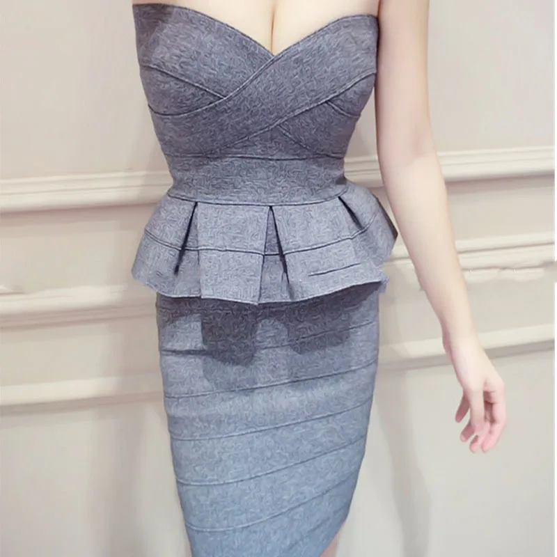 Ciysty Two Piece Set Slash Neck Off Shoulder Sleeveless Sexy Club Backless Bodycon Bandage Women Sets |