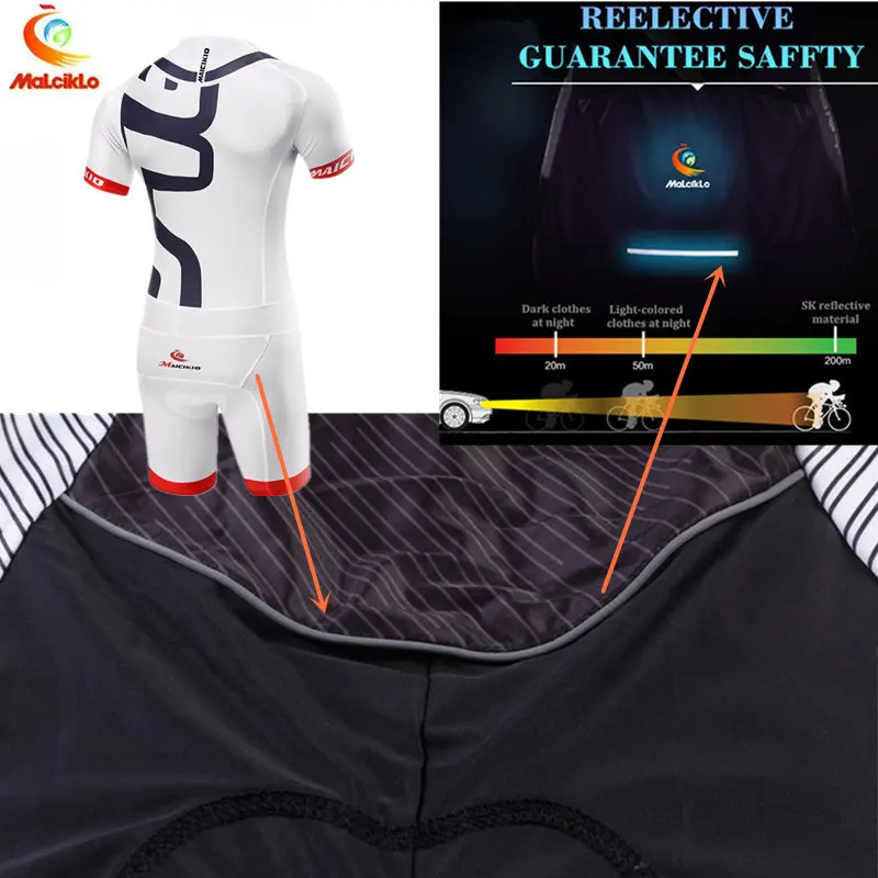 Malciklo/белые комплекты велосипедных костюмов Maillot Ropa Ciclismo Hombre одежда для