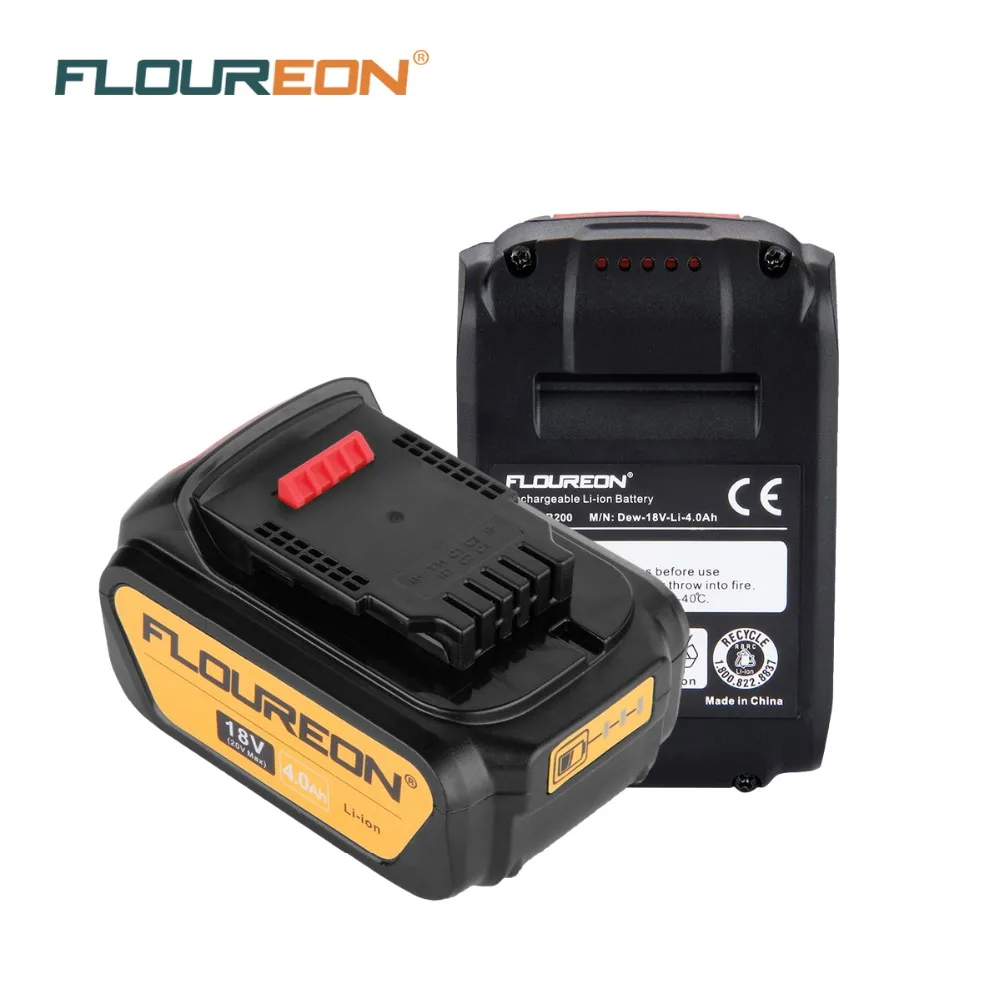 Floureon 18 V 4000 мА/ч, Перезаряжаемые литий-ионный аккумулятор для DEWALT 18 V DCB200, DCB181, DCB182 DCD780 DCD785 DCD795 DCF885 DCF895
