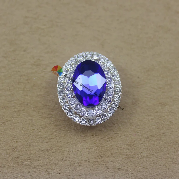 Блестящие металлические овальные пуговицы со стразами 20 шт. х25 мм центральные