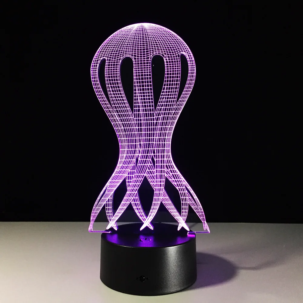 Jellyfish-3D Оптическая иллюзия, светодиодный светильник, 7 цветов, акриловая иллюзия, голограмма, настольная лампа для дома, офиса, украшения, свет