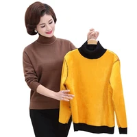 autumn winter women plus velvet padded plus size turtleneck sweater 2018 new middle aged mother loaded knitting pullovers wz466