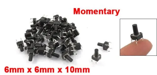 100 шт. тактильный переключатель кнопочная сенсорная кнопка 4pin DIP 6*6*10 мм для