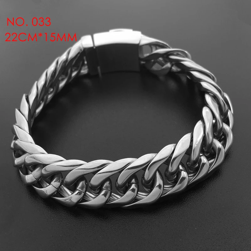 Hiphop Biker Stainless Steel Men Chain Bracelet Hip Hop Women Motorcycle Wristband Hand Charm Link Bangle Bracelets 034 033 032 | Украшения