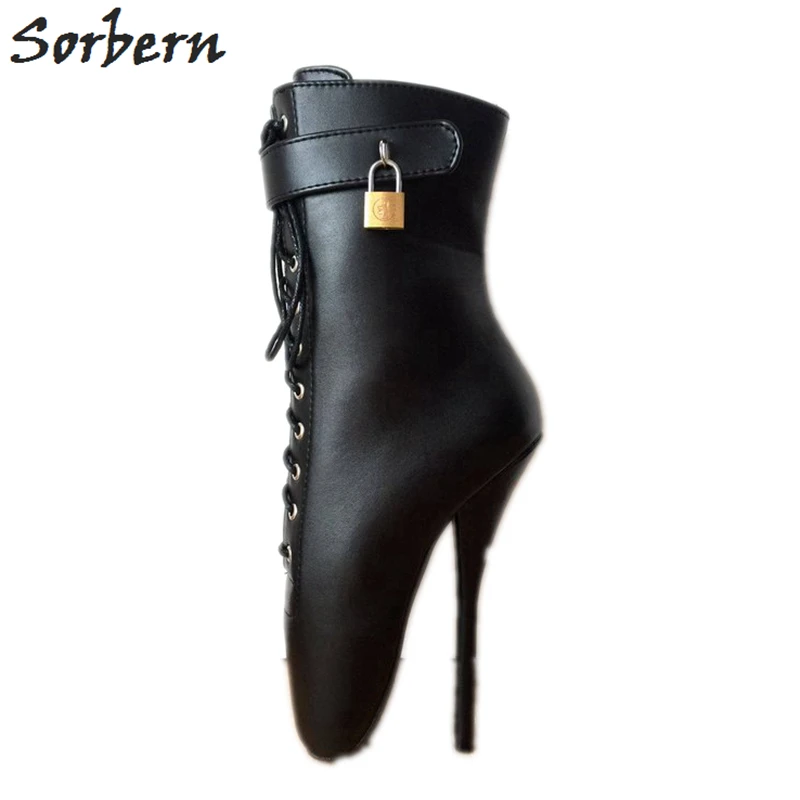 

Sorbern Matte Black Ankle Boots Women Ballet Stilettos Sm Shoes 18Cm High Heel Lady Plus Size Shoes Women 2019 Custom Ankle Wide