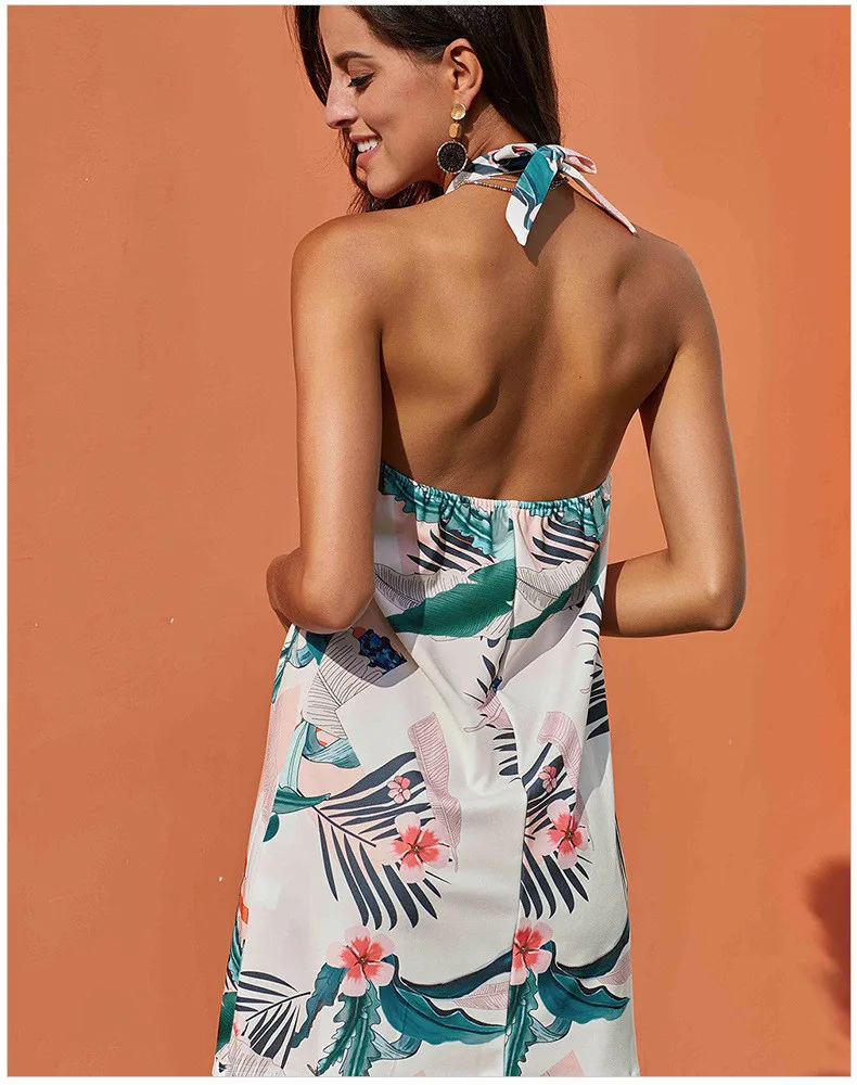 2019 летнее платье женское шифоновое с цветочным принтом без рукавов в стиле бохо