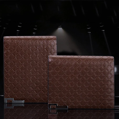 Мужской короткий кожаный кошелек на молнии с рисунком шотландки клатч