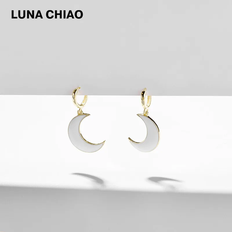 LUNA CHIAO 2020 Summer Jewelry Trendy Enameled Moon Star Drop Earring Mini Pendant Charm Earrings for Women | Украшения и