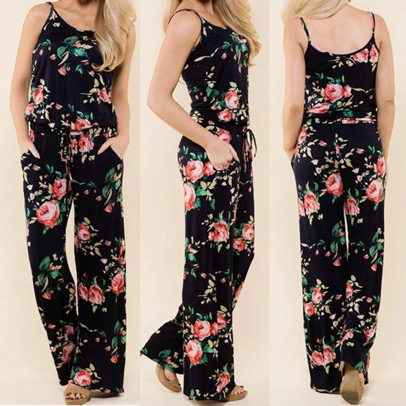 CHAMSGEND Rompers summer 2018 Drop shipping Boho Women Ladies Printing Sleeveless Long Playsuits Jumpsuit O0707#30 | Женская одежда