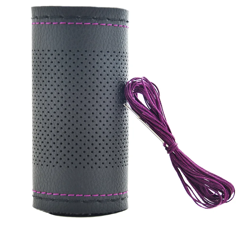 DIY большая вышитая нить из микрофибры кожаная крышка для автомобильных ручек