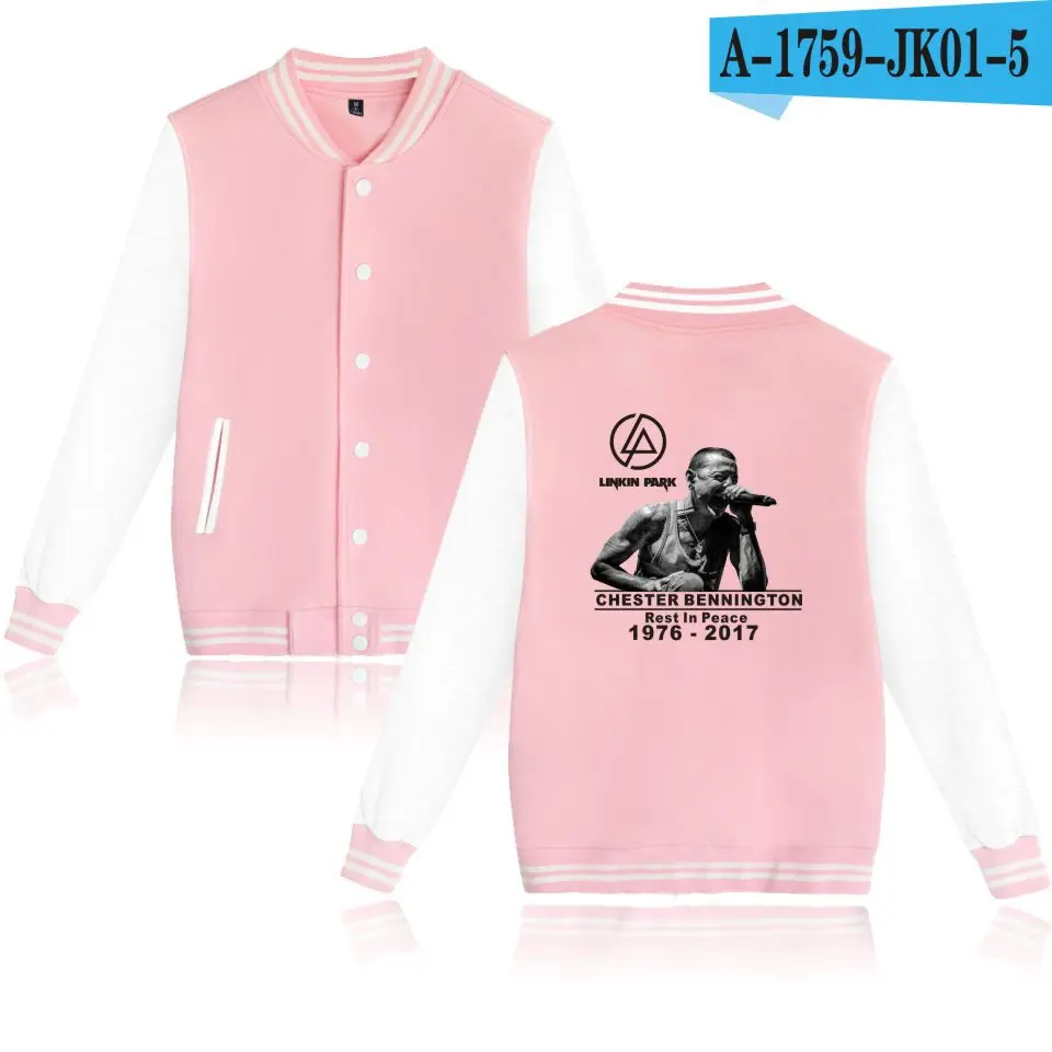 pink and white Осень новое поступление хип хоп бейсбольная куртка Униформа пальто Linkin худи Честер Толстовка Rip Harajuku мужские худи - Цвет: pink and white