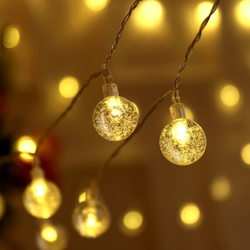 AC110V 220 в 10 м 20 30 50 хрустальный шар с пузырьками светодиодные гирлянды для