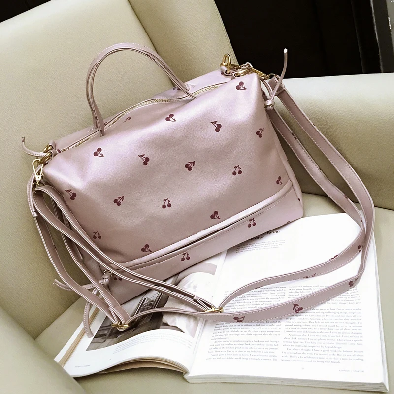 Tinkin Новое поступление большая женская сумка на плечо с модным принтом вишневая