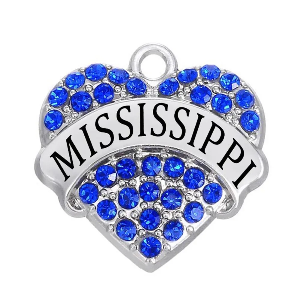 Ювелирные изделия из США опт стразы с родиевым покрытием Mississippi State Pave Words Charm|words