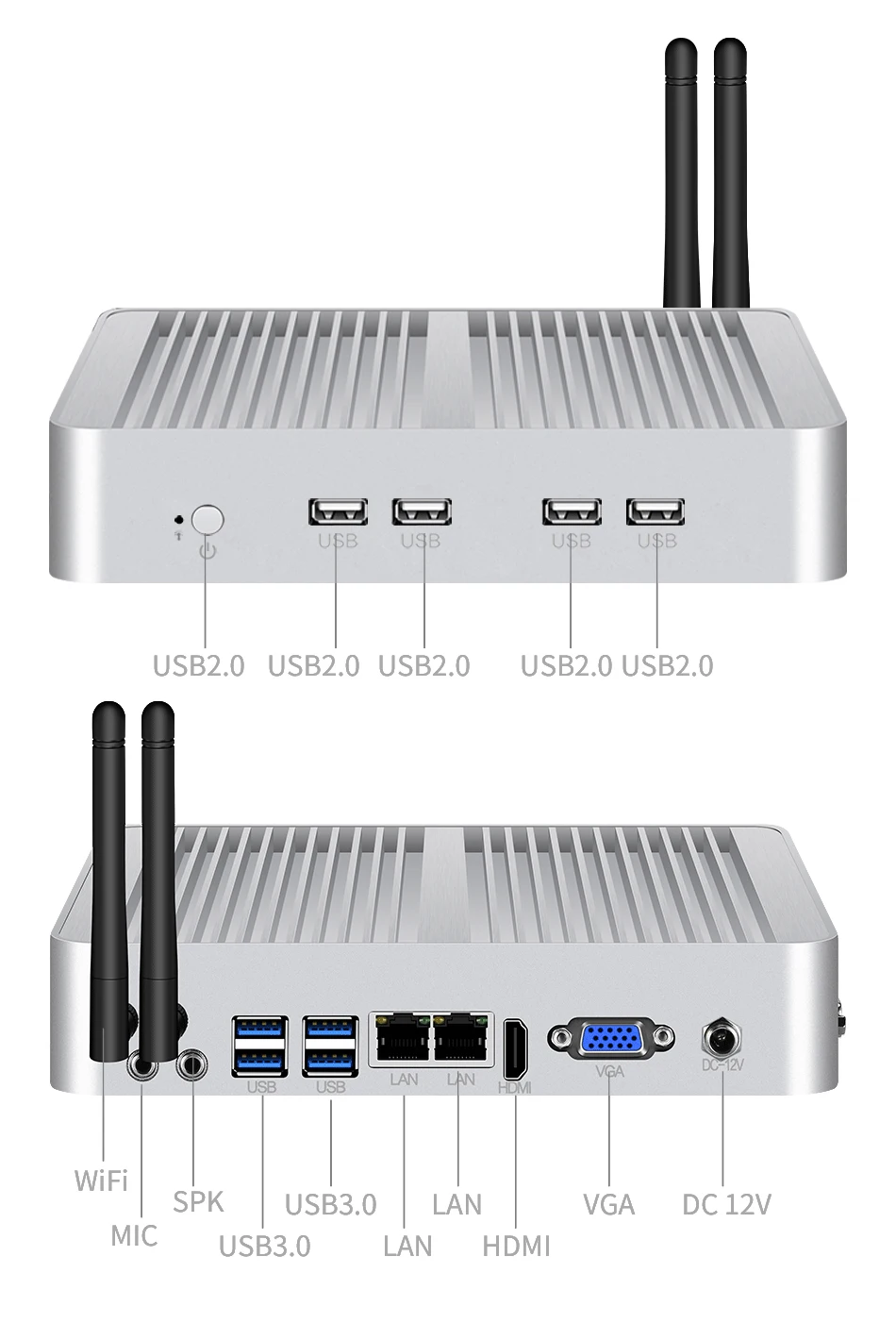 XCY X26W Мини ПК i7-5500U Windows 10 HTPC 8xusb HDMI VGA Wi-Fi Gigabit Ethernet 3g/4 аппарат не привязан к оператору сотовой связи без вентилятора, настольный микрокопьютер