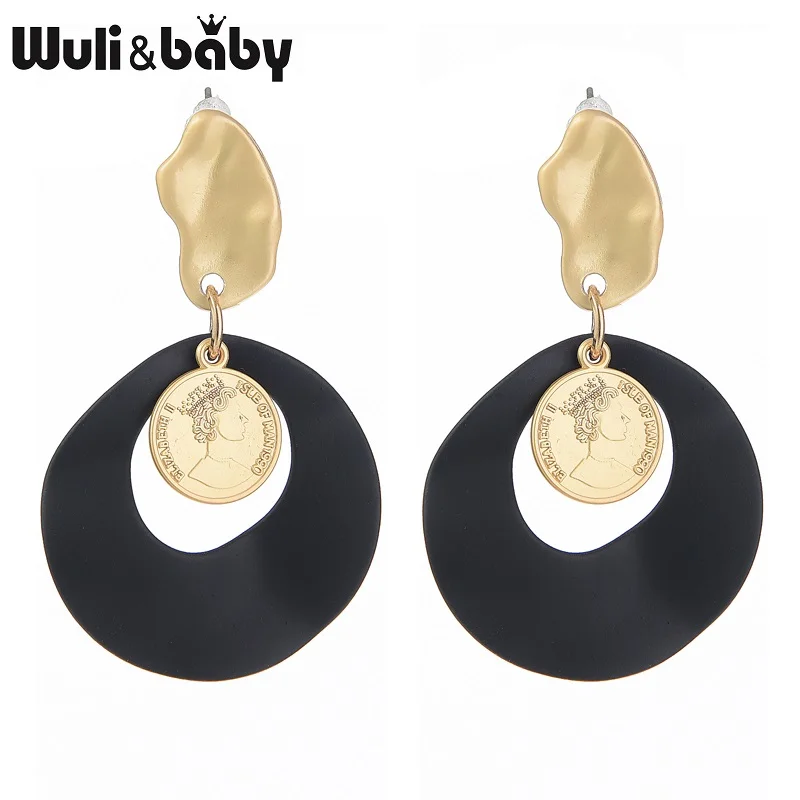 Wuli & baby трендовые круглые серьги капли с головой королевы для женщин Ретро
