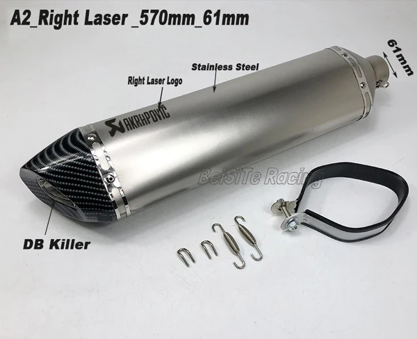 A2 Right Laser 61mm Левый и правый 51 мм 61 мм мотоцикл Akrapovic глушитель универсальный мотоцикл скутер глушитель побега с DB Killer - Цвет: A2 Right Laser 61mm