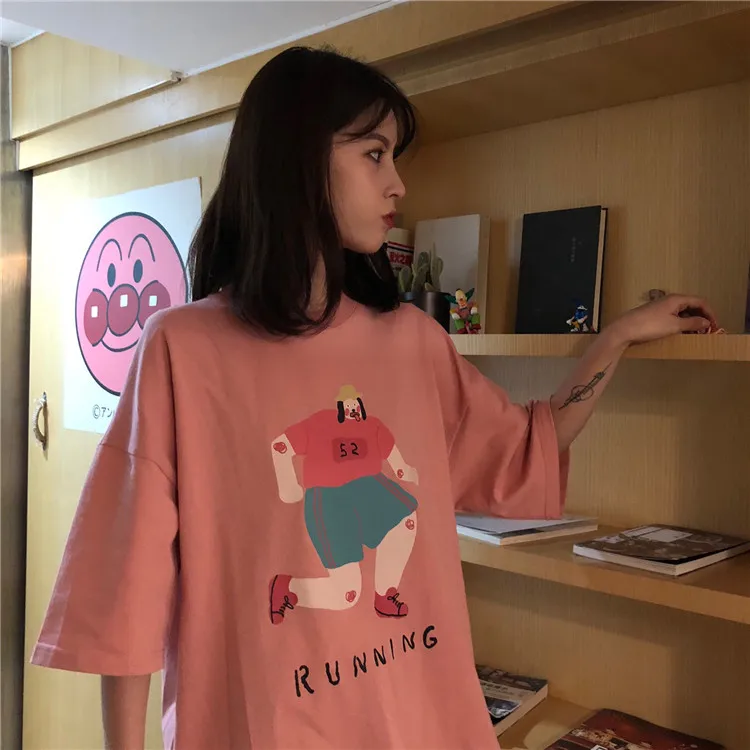 Женские футболки Kawaii, трендовые, элегантные, подходят ко всему, высокое качество, корейский стиль, свободные, милые, для досуга, на каждый день, женские, милые, простые