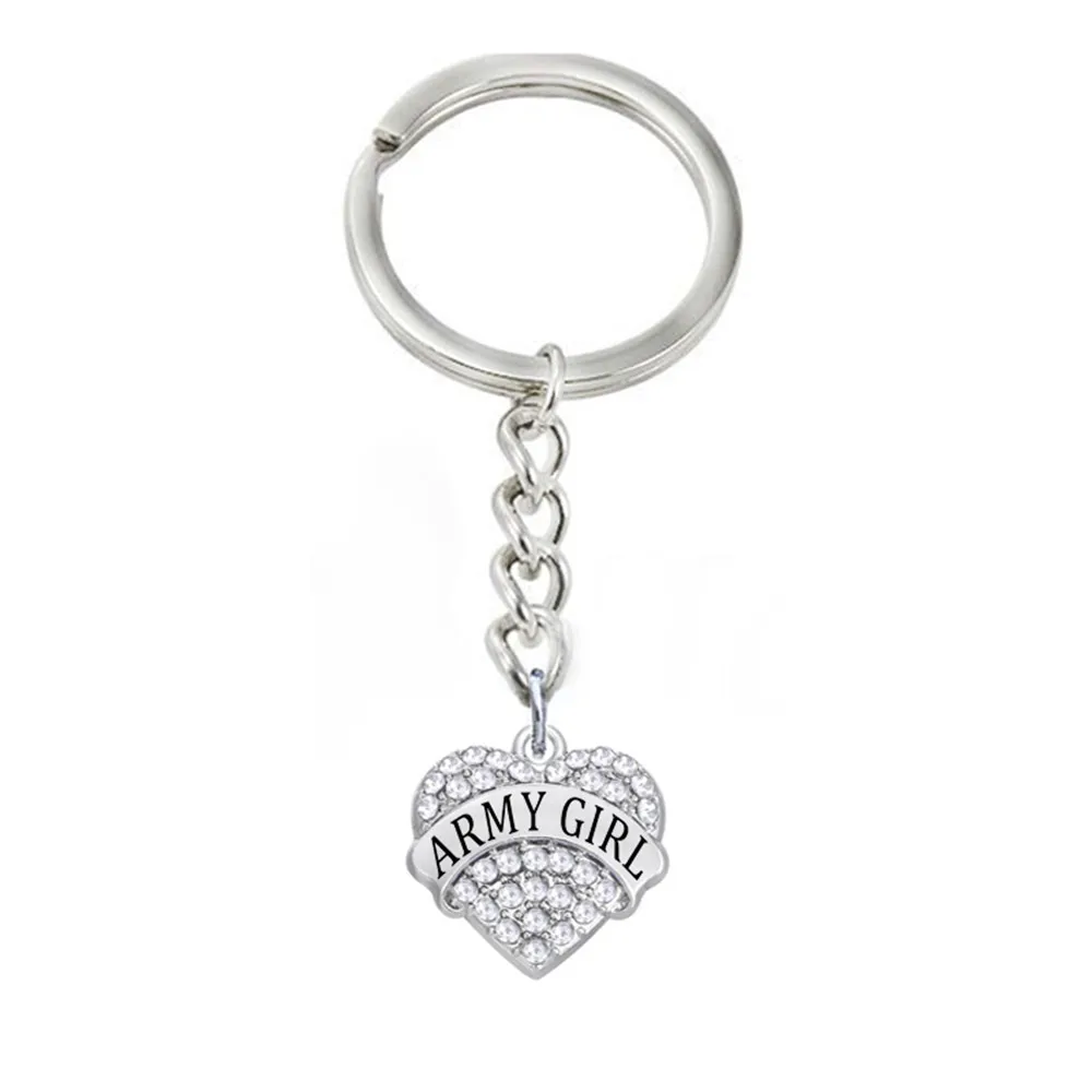 DOUBLE NOSE 1 piece lot Alloy Metal Rhodium Plated Crystal Charms Hearts Styles Army Girl Keychains For | Украшения и аксессуары