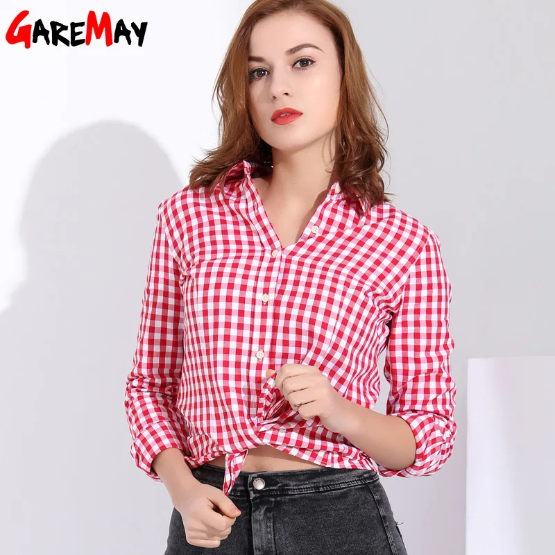 Garemay Women Shirts Feminine Blouses Cotton Plaid Shirt Long Sleeve Womens Tops And Spring 2020 Clothes Chemise | Женская одежда