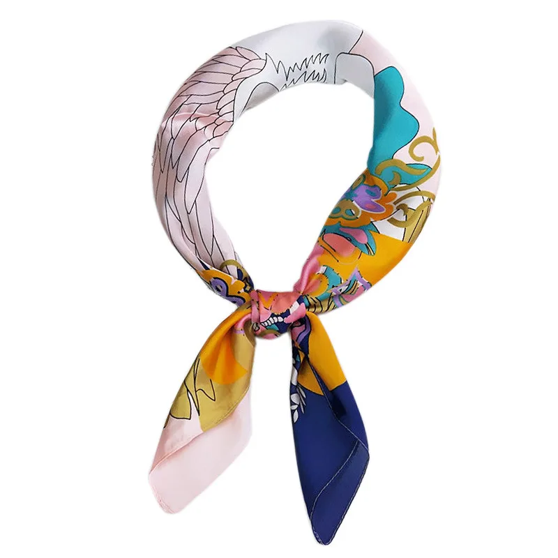 Женский шелковый шарф бандана элегантный винтажный в стиле ретро с круглым