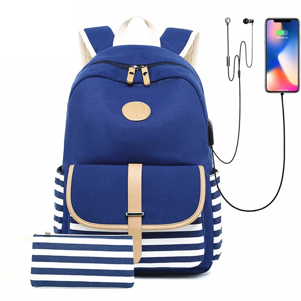 

Новый женский рюкзак с USB зарядкой, рюкзак из парусины Mochila Escolar для девочек, рюкзак для ноутбука, школьные сумки, рюкзак для подростков