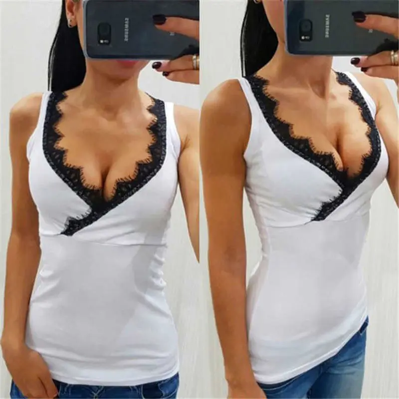 Женский кружевной топ без рукавов с V образным вырезом|top sleeveless|vest topladies vest tops |