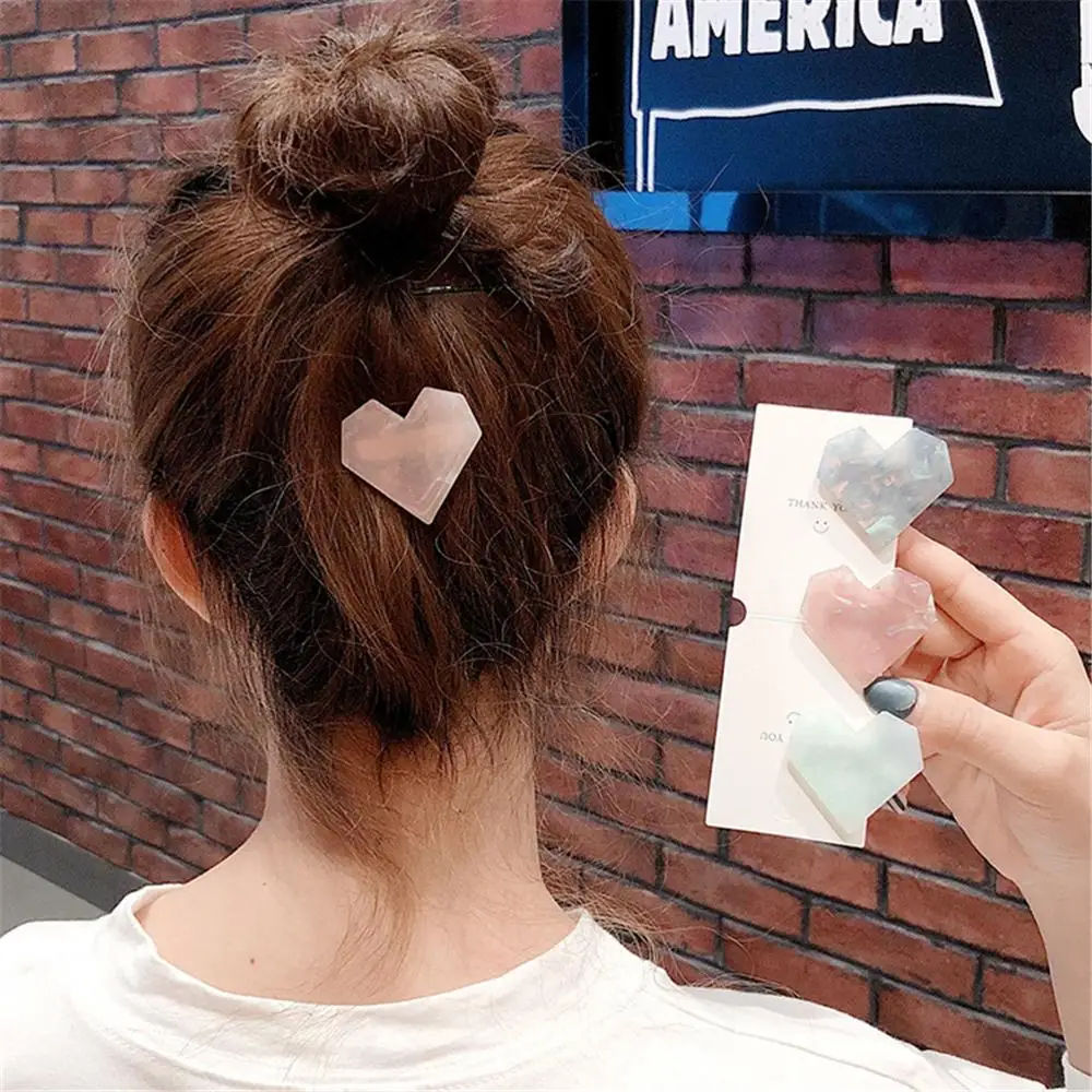 Women Acrylic Hairpins Barrettes Heart Headwear Geometric Hairgrips Korean Hair Accessories New
