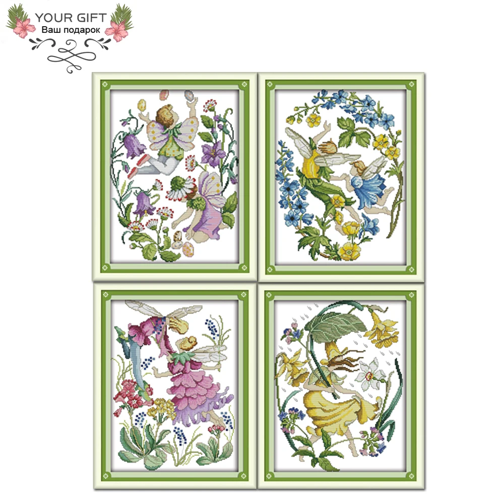 

Joy Sunday C524C525C526C527 14CT 11CT Counted and Stamped Home Decor April May June July Flower Faerie Needlepoint Cross Stitch