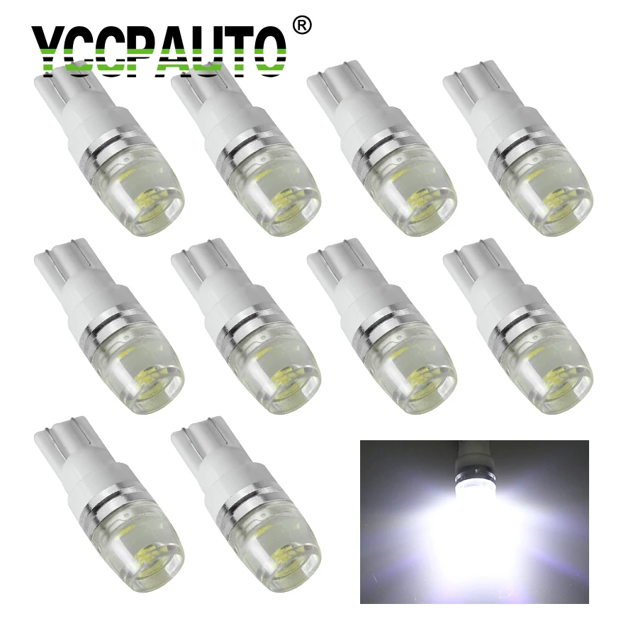 

YCCPAUTO T10 LED Light 194 168 W5W Clearance Bulbs White Side Wedge Parking Turn Signal Lights 2SMD With Lens Bulbs 10PCS