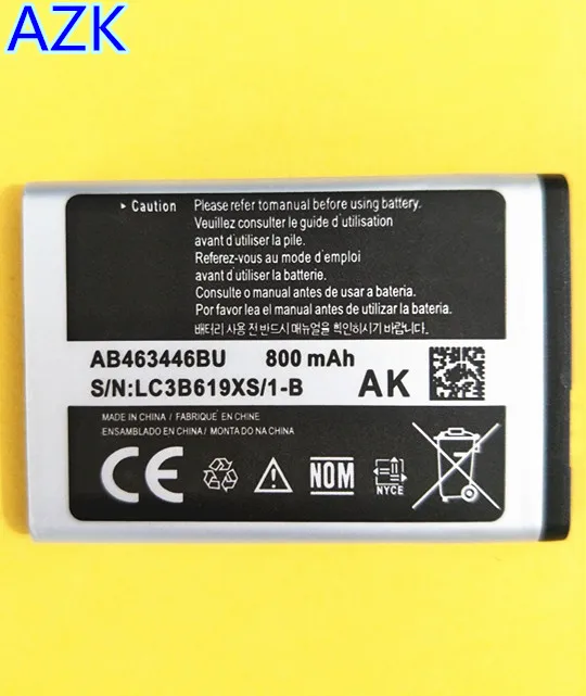 АЗК Новый 800 мА/ч AB463446BU батарея для Samsung C3300K X208 B189 B309 F299 E908 B289 E428 телефон батареи