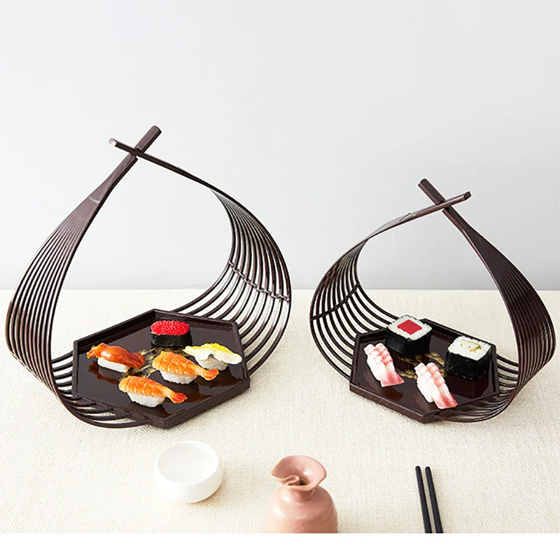 Суши-корзина, обеденная тарелка Platos, шестигранный поднос, тарелки для суши, темпура, японское блюдо, декоративные корзины для рук, посуда, 1 шт