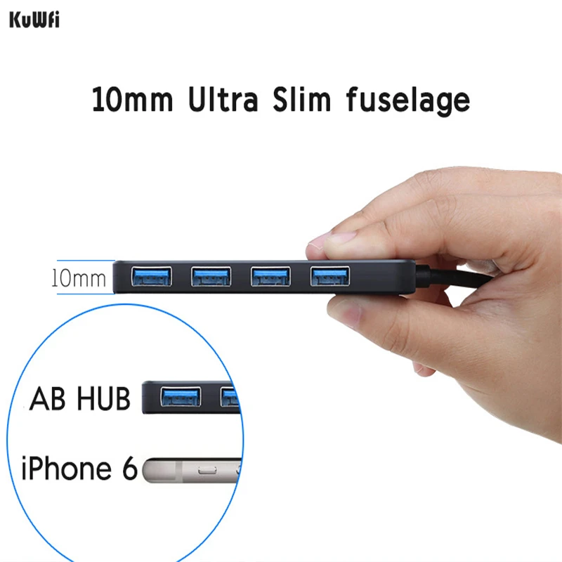 KuWFi usb хаб с 4 Порты и разъёмы s зарядное устройство внешний USB разветвитель микро