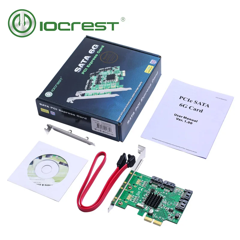 IOCREST SATA III 4 порта PCI e версия 2 слот контроллер x2 с низкопрофильным кронштейном|card