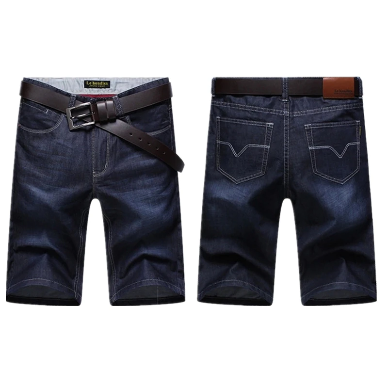 Мужские прямые джинсовые шорты до колена батальных размеров | Мужская одежда