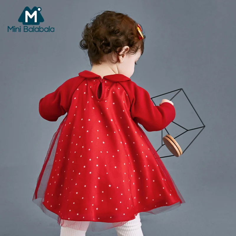 2018 осенне зимнее платье для малышей трикотажное мини с длинными рукавами и