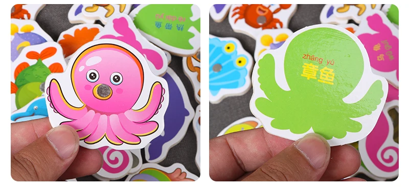 Детские рыболовные игрушки Candywood 32 шт., деревянные магнитные рыболовные игрушки, набор магнитных игр для детей, развивающие игрушки для мальчиков