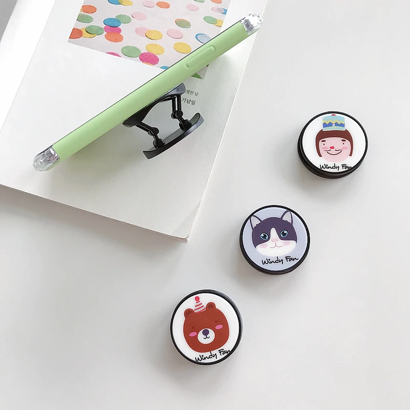 Popular Cute Cartoon Anti-Fall Mobile Phone Fold Holder Desk Stand Grip Mount Gadget Socket for iPhone Samsung Xiaomi Huawei LG |