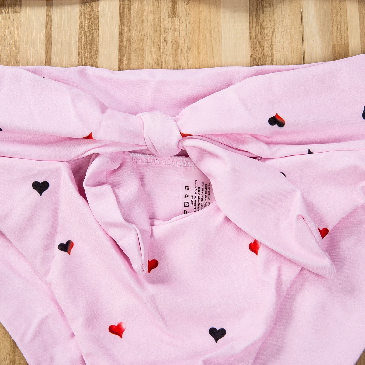 Милый комплект бикини с принтом в виде сердца новинка 2019 бандажный купальник