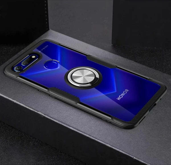 Silver Black Чехол V20 для huawei Honor View 20, роскошное прозрачное защитное кольцо из углеродного волокна, чехол для Honor V20 PCT-AL10 - Цвет: Silver Black