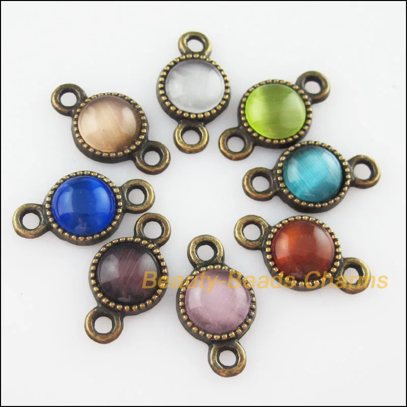 Новый 16 шт. смешанные Ретро состаренная бронза Камень круглые