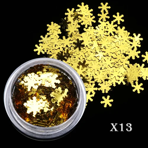X13 1 коробка, рождественские Блестки для ногтей, 3D Блестки для дизайна ногтей, гелевые голографические лазерные снежинки, AB, серебряные украшения для маникюра, TRX1-30 - Цвет: X13