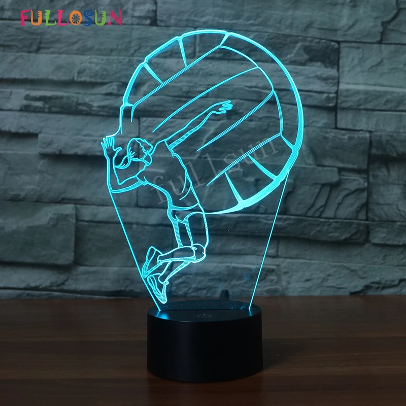 Новинка лампа 3D волейбольная девушка LED ночник 7 видов цветов с изменением цвета