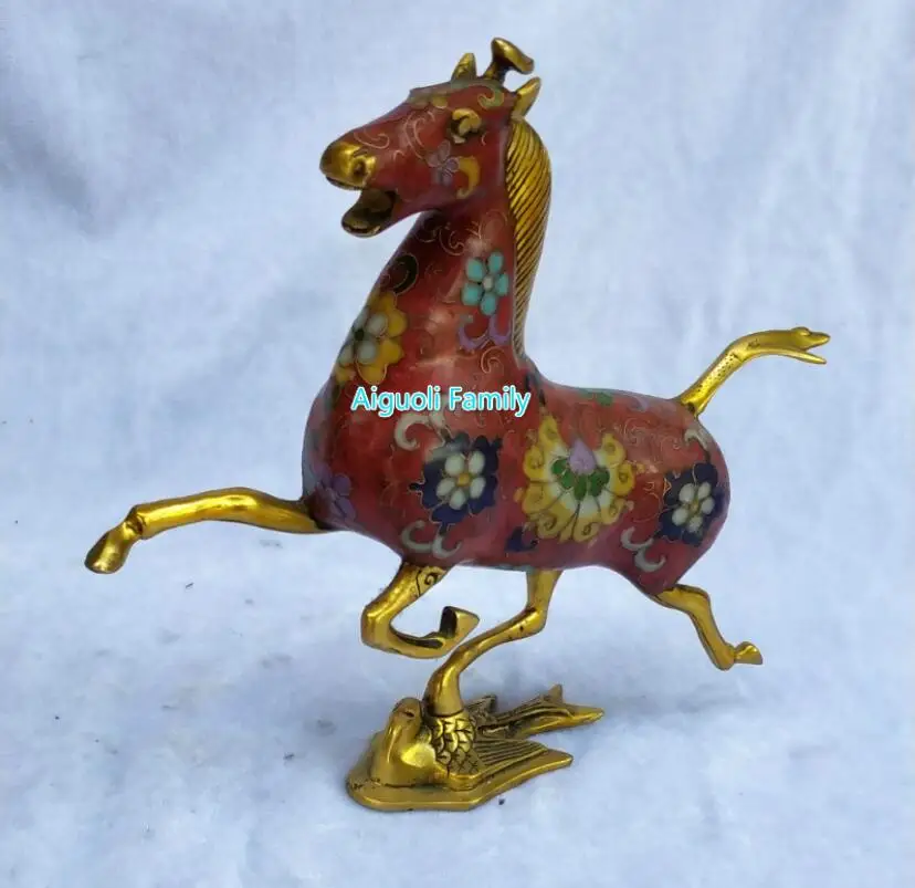 

Art Collectible Chinese Old Cloisonne Bronze Carved Flying Horse Statue/Home Decoration Animals Sculpture Horse Model Craft 002