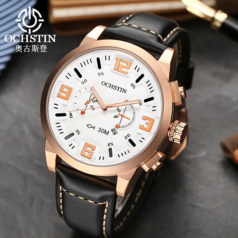 

2018 Watches Men Military Big Dial Leather Strap Quartz Analog Watch Male Date Waterproof Clock Fluorescence Relogio Masculino