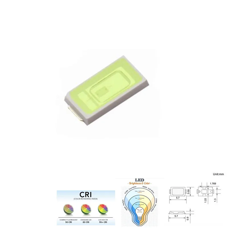 100 шт. SMD СВЕТОДИОДНЫЙ 5730 5630 чип холодный/холодный белый 0 5 Вт 10000K 50 55 лм