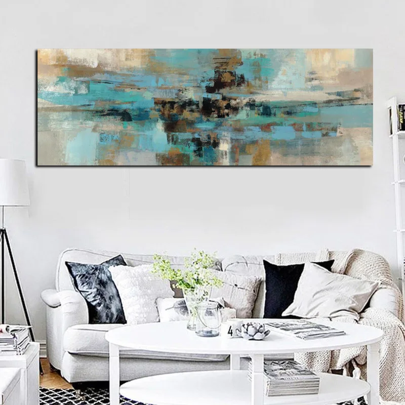 

Light Blue Canvas Painting Posters and Prints Modern Abstract Oil Painting on the Wall Art Living Room Cuadros Decoracion Salon