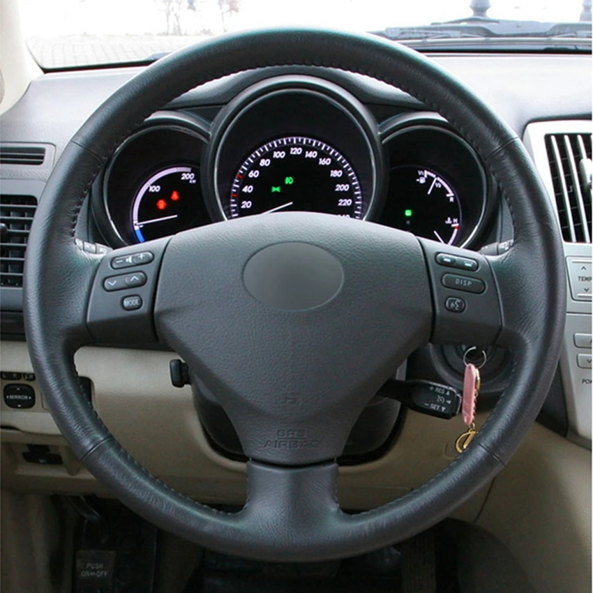 DIY черный из искусственной кожи рулевого колеса автомобиля подходит для Lexus RX330 RX400h RX400 2004-2007 Toyota Corolla Verso Camry